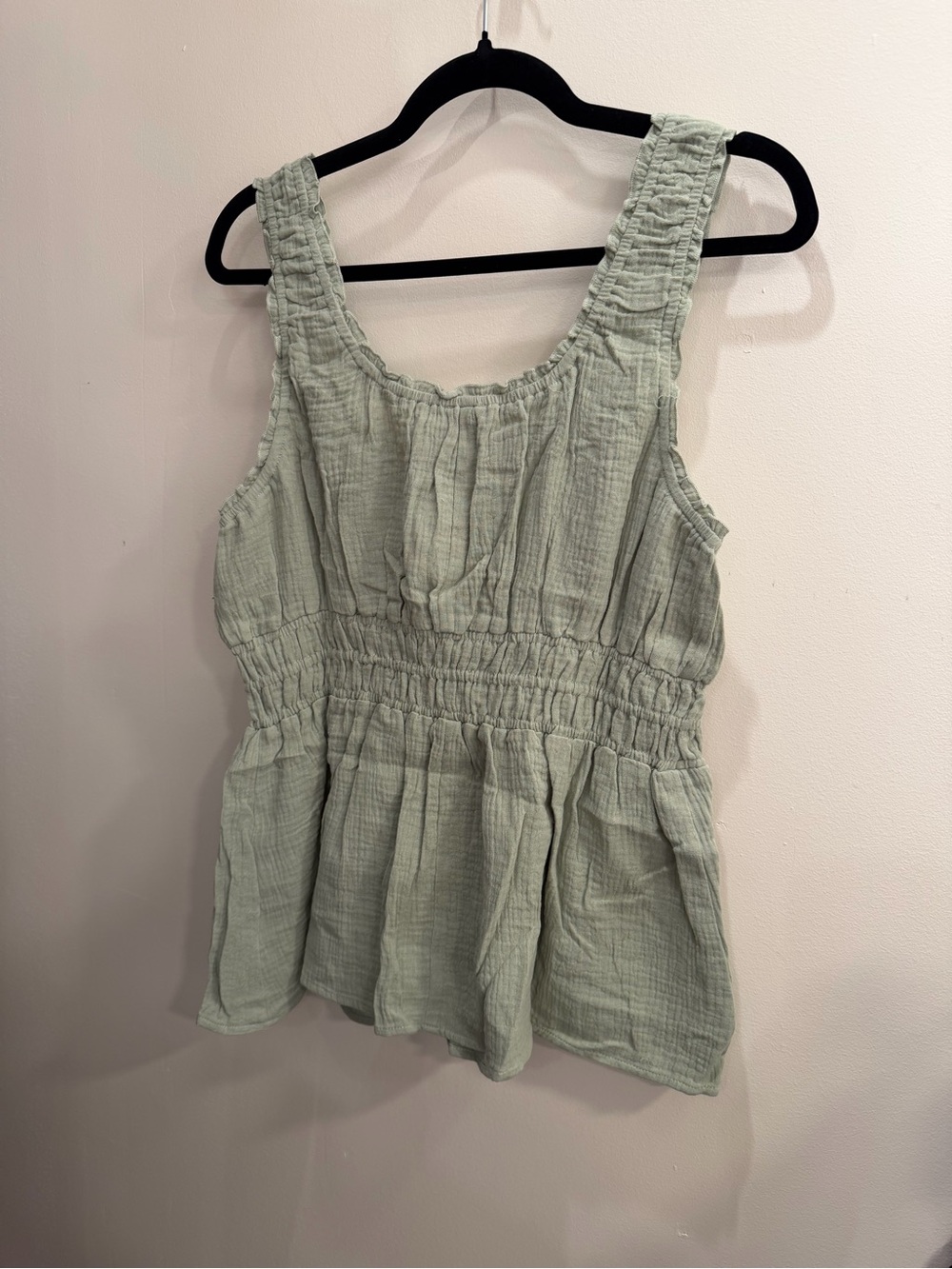 Ham & Thread Smocked Ruffle Tank Top in Sage Green - Picture 5 of 7